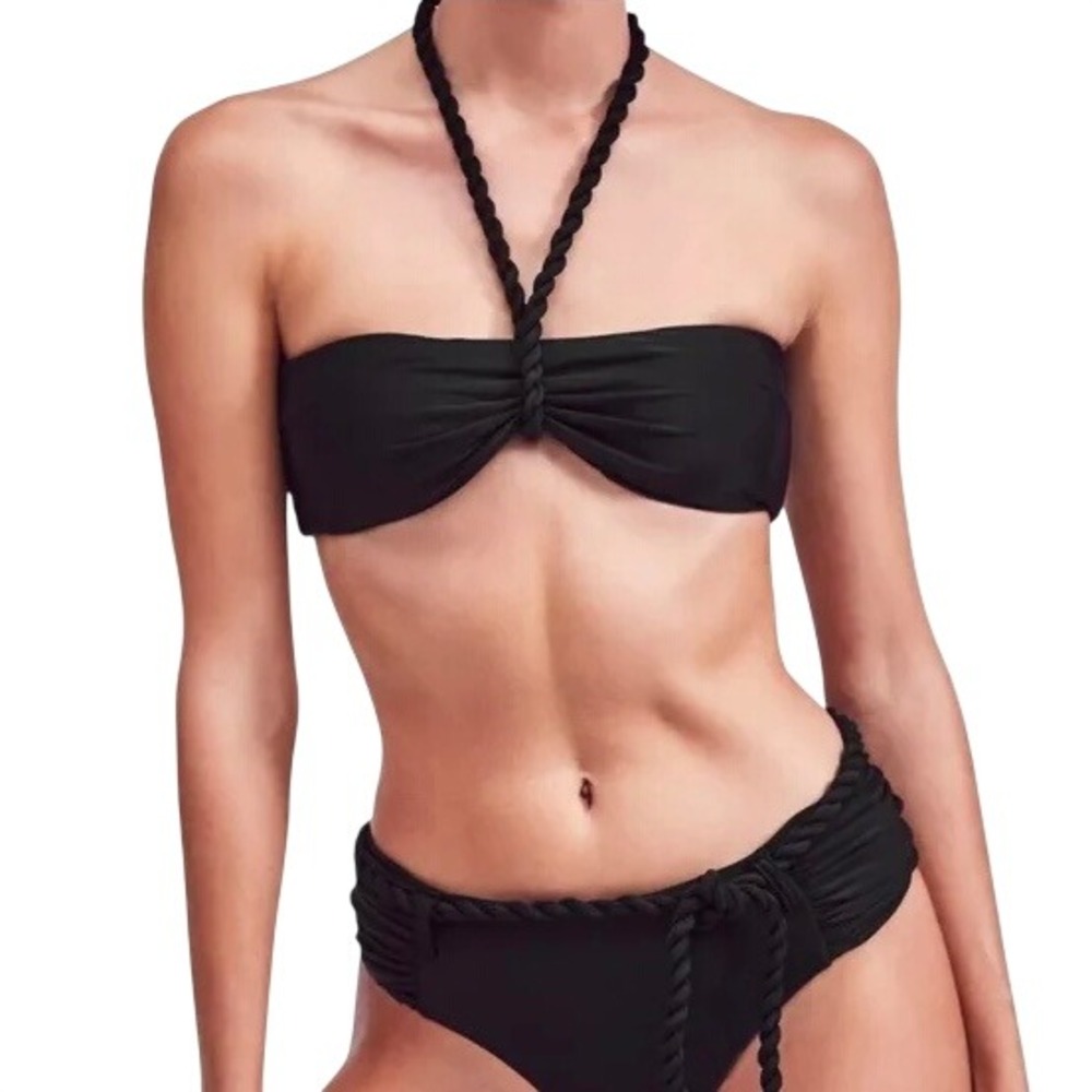 Devon Windsor Fleur Top Felicity Bottom Bikini Set Black Braided Medium